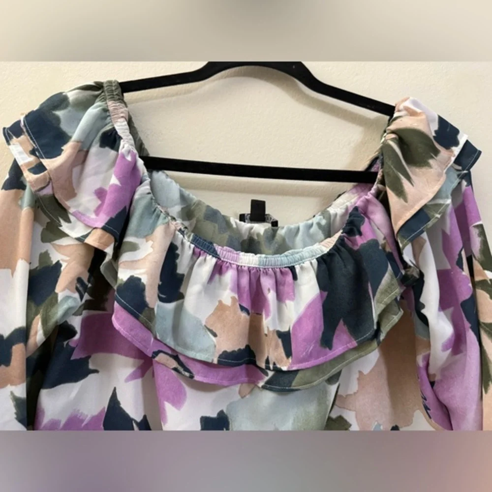 J. Crew Mercantile Watercolor Off the Shoulder‎ Floral Top - M